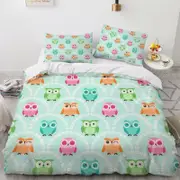 3D Green Owl 167 Bed Pillowcases Quilt Queen Size