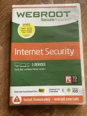 Webroot SecureAnywhere Internet Security 3-Devices Mac Windows PC Android iOS
