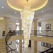 USOR 25-Lights Luxury Modern Pendant Light for High Ceilings Staircases,D70×H210cm Spiral Crystal Chandelier Luxury Long Staircase Chandelier Featuring a Gold-Topped Design