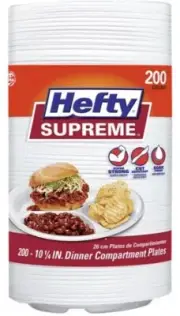 Hefty Supreme 3-Compartment Foam Plates, 10 1/4" (200 ct.) Free Shipping