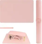 Pink Nail Art Table Mat, Pink Nail Art Silicone Hand Pillow Mat, Foldable Nail Art Hand Pillow Pillow Nail Art Pad, Soft Nail Art Table Mat for Making Manicure