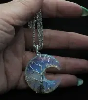 OPALITE Pendant Necklace Crystal Moon Tree of Life Carved Crystal Jewellery