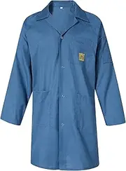 [earthinglife] ESD Lab Coat with Lapel Collar, 3 Pockets & Snap Cuffs, Knee Length Anti-Static Jacket