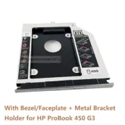 Bezel 2nd SATA Hard Drive HDD SSD Optical bay Frame Caddy for HP ProBook 450 G3