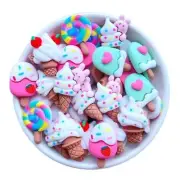 20pcs Mixed Charm Ice Cream Resin Flatback For Slime Decorations
