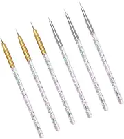 VICASKY 6Pcs Fine Nail Art Painting Pen Sequined Rod Brush for Manicure Durable Tools with Silver Golden Rods for Professional Personal Use
