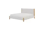 Harper Boucle Upholstered Hardwood Bed Frame - Eggshell White - King