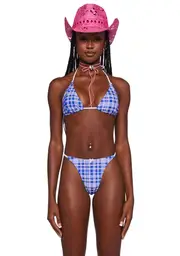 [Daisy Street] Textured Check Bikini Top