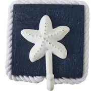 Star Fish Hook Hand Made Wood and Metal Blue and White