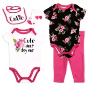 Baby Girls Cute Since Day One 5 Piece Layette Set