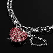 Solid 925 Sterling Silver Belcher Heart Locket Bracelet Featuring 44 Crystals by Swarovski(R)