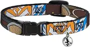 Buckle-Down Star Wars Cat Collar, Breakaway Collar with Bell, Star Wars The Clone Wars Ahsoka Tano Bounding Elements, 8.5 to 12 Inches 0.5 Inch Wide