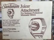 Sunbeam JUICER Attachment for Mixmaster Part No. 94366 vtg NOS NIB Sealed 1985