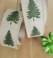 1.5 Inch (5 YDS) Wired Christmas Tree Ribbon Gift Wrap Wreaths Crafts