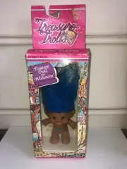 Vintage 1980's Ace Novelty Treasure Troll Blue Hair Wishstone Sealed In Box MIB