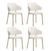 Oikiture 4x Dining Chair Accent Chairs Armchair Tub Armchairs Sherpa Gold&White