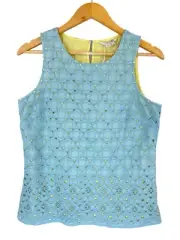 NWT Boden Womens Crochet Tank Top Sleeveless Preppy Lace Overlay Eyelet Size 6