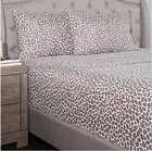 Cozelle Microluxe Animal Print 4-Piece Sheet Set King-Chocolate color