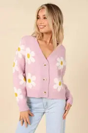 [PUP51] Daisy Cardigan - Pink S/M Floral