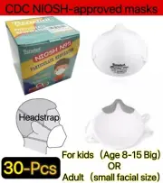 30-Pcs N95 Face Mask BFE 95% Disposable NIOSH Approved Respirator FOR KIDS ADULT