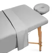 3pc Microfiber Massage Table Sheet Set - Salon Spa Covers - Lt. Gray