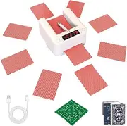 Fully Automatic Card Dealer Machine, 360° Rotating Machine Portable Electric Playing Card Shuffler with Poker Tablecloth, for 2-8 People Game, No Shuffle Function