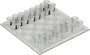 Clear Shot Glass Chess Set, 10x10 Inch Glass Chess Board with 32PCS Cups Pieces, Drinking Shot Set, Funny Sets for Adults, Kids