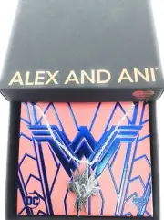 Alex and Ani Wonder Woman Spike Necklace 26" Shiny Silver New Tag Box Card
