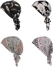 [Generic] Women Stretch Cotton Print Sleep Turban Hat Headwear Scarf Chemo Cap for Hair Loss