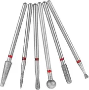 Healeved 6pcs Set Nail Polish Head Set Hand Nail Tool Nail Polish Grinding Head Manicure Drill Bits Head Manicure Grinding Head Nail Care Tool Nail Drills Tool Bits Nail Bit Plastic Silver