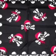 Pirate SKULL CROSSBONES Bandana | 20" x 20" Black White Red | Halloween Costume
