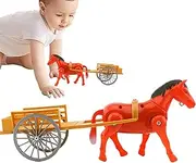 Horse-Drawn Cart Toy - Horse Carriage Desktop Decoration | Retro Walking Retro Horse-Drawn Cart Model for Home, School, Daycare Center
