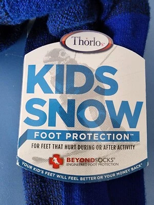 Thorlos Kids Snow Foot Protection Over Calf Socks Laser Blue Black SIze 13.5-14