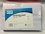 Premier Stationery A5 Ruled Writing Pad Notebook - Recycled 50 GSM Paper Notepad for Notes, Appointments & Lectures, Legal Pad Notebook 100 Sheets with Cardboard Backing, Glue-Top Easy Sheet Removal