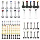 10pc Multicolour Crystal Labret Ring Internal Thread Steel Bar Lip Stud Piercing