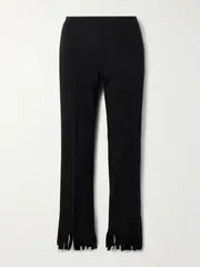 [HIGH SPORT] HIGH SPORT - Louis Fringed Cotton-blend Jacquard Straight-leg Pants - Black - small small Black