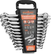 22-Piece Wrench Set - Metric & SAE Combination Wrench Set with Organizer - 12 Point - Chrome Vanadium Steel