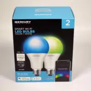 2‑Pack Merkury Innovations A21 Wi‑Fi Smart LED Bulbs Multicolor 75W Equivalent