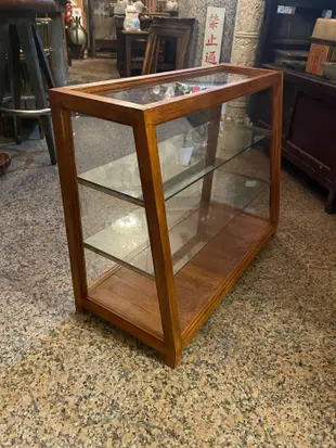 老料新作檜木斜面玻璃櫃 柑仔店櫥 菸草櫃  展示櫃