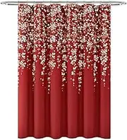Lush Decor Weeping Flower Shower Curtain, 72 in x 72 in (H x W), Red