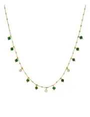 [Mocha] Simply Me Tiny Shiny Yg Necklace W/ Cz & Green Gems in Gold