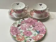 MIRANDA KERR ROYAL ALBERT GRATITUTE 2 CUPS, 2 SAUCERS AND 1 SALAD PLATE 8" NEW