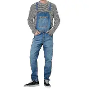 Mens Dungarees Denim Overalls Bib And Brace Pants Jeans Jumpsuit Trousers Romper - XC Dark blue L