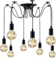 8 Heads Spider Lights, Sspider Lights Ceiling, Spider Pendant Lighting Ceiling Chandelier, (Each with 5.9Ft/1.8M Wire) E27 Vintage Ceiling Lights Industrial Light Fixture for Bedroom Kitchen Bar