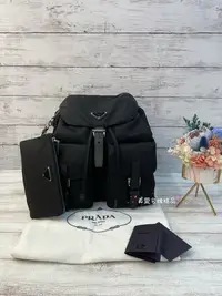 在飛比找Yahoo!奇摩拍賣優惠-《真愛名牌精品》Prada 1BZ811 黑色尼龍 中款雙口