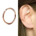 PAIR 18G 3/8" ROSE GOLD STEEL FAKE CLIP ON HOOP TRAGUS HELIX NOSE DAITH EAR RING