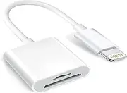 (Apple MFi Certified) Lightning to SD Card Camera Reader for iPhone, Memory Card Reader Trail Camera Viewer Adapter (Dual Slot - Lightning)