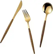 OKUMEYR 3pc Set Stainless Steel Western Dinnerware Steak Fork Spoon Elegant for Home and Parties