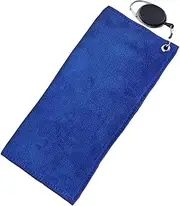 Golf Towel Golf Club Towel Retractable Hook Lightweight Soft Gifts for Men Women Golf Ball Cleaning Towel for Outdoor Workout, Blue