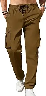 [Mancozy] Men's Casual Cargo Sweatpants Waist Drawstring Joggers Tactical Loose Fit Pants for Men with Multi Pockets